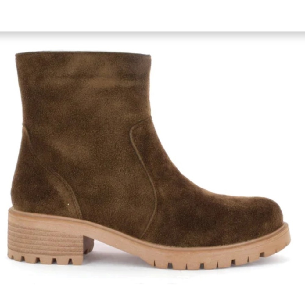 Seven brown Bestie Boot chelsea boot mid-calf lug sole side zip boot